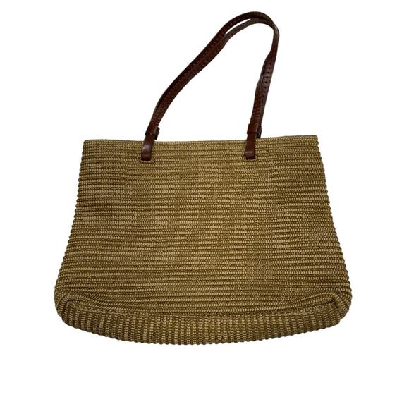 Carmen Raffia Basket Bag Tight weave Leather Straps - Picture 10 of 12
